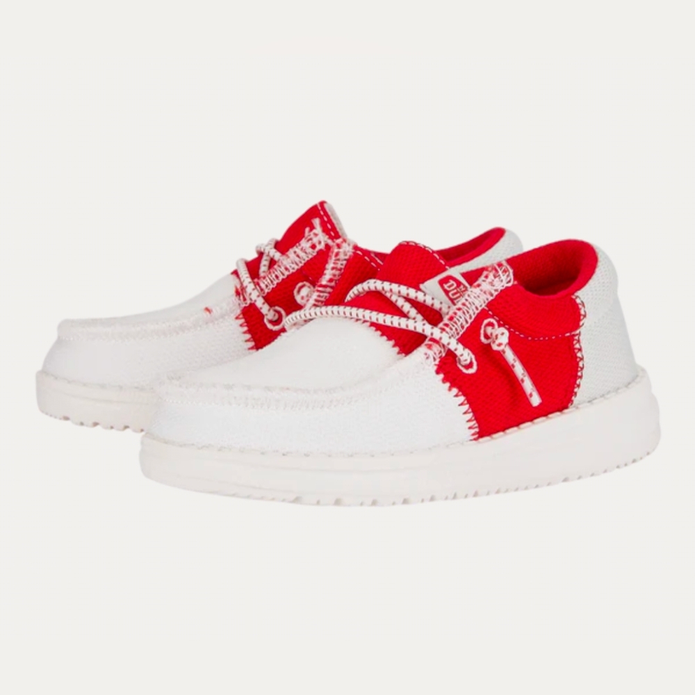 NIB/NWT 10T HeyDude Hey Dude Wally Toddler Tri Collegiate Red White Saddle Shoe